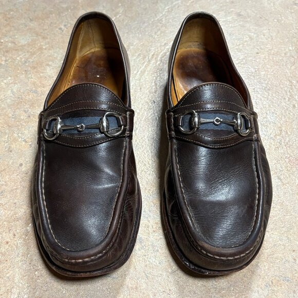 Authentic Gucci Mens Brown Leather Horsebit Loafers Size 9.5 D Made In Italy - Picture 14 of 16